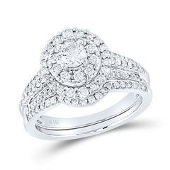 14kt White Gold Womens Round Diamond Bridal Wedding Engagement Ring Band Set 1.00 Cttw (Certified)