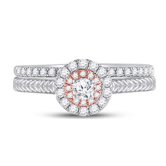 10kt Two-tone Gold Womens Round Diamond Bridal Wedding Engagement Ring Band Set 1/2 Cttw