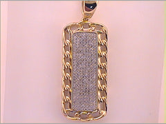 10kt Yellow Gold Mens Round Diamond Rectangular Dog Tag Charm Pendant 1/2 Cttw