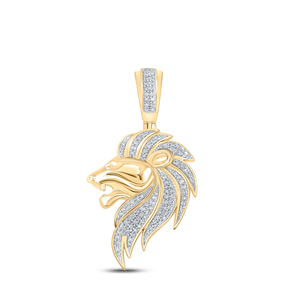 10K Yellow Gold 1/3 CTW-Natural Diamond P1P2 Lion Mens Charm 3.99 Gram