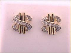 10K Yellow Gold 1/10 CTW-Natural Diamond P1P2 Gift Dollar Earring 0.81 Gram