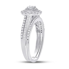 10kt White Gold Womens Round Diamond Bridal Wedding Engagement Ring Band Set 5/8 Cttw