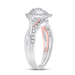 10kt Two-tone Gold Womens Round Diamond Bridal Wedding Engagement Ring Band Set 1/2 Cttw