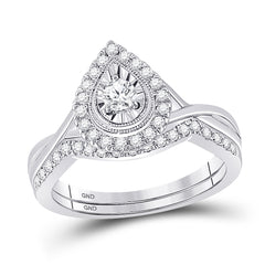 10kt Two-tone Gold Womens Round Diamond Bridal Wedding Engagement Ring Band Set 1/2 Cttw