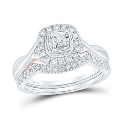 10kt Two-tone Gold Womens Round Diamond Bridal Wedding Engagement Ring Band Set 1/2 Cttw