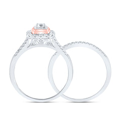 10kt Two-tone Gold Womens Round Diamond Bridal Wedding Engagement Ring Band Set 1/2 Cttw
