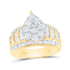 10kt Yellow Gold Womens Round Diamond Cluster Bridal Wedding Engagement Ring 2.00 Cttw