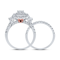 14kt Two-tone Gold Womens Princess Diamond Bridal Wedding Engagement Ring Band Set 2.00 Cttw (Certified)