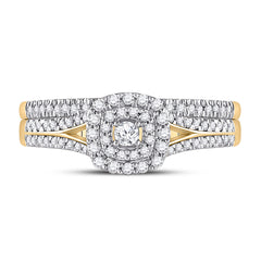 10kt Yellow Gold Womens Round Diamond Bridal Wedding Engagement Ring Band Set 1/3 Cttw