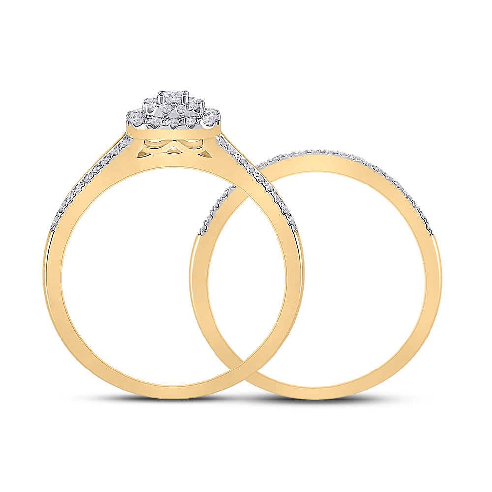 10kt Yellow Gold Womens Round Diamond Bridal Wedding Engagement Ring Band Set 1/3 Cttw