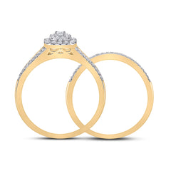 10kt Yellow Gold Womens Round Diamond Bridal Wedding Engagement Ring Band Set 1/3 Cttw