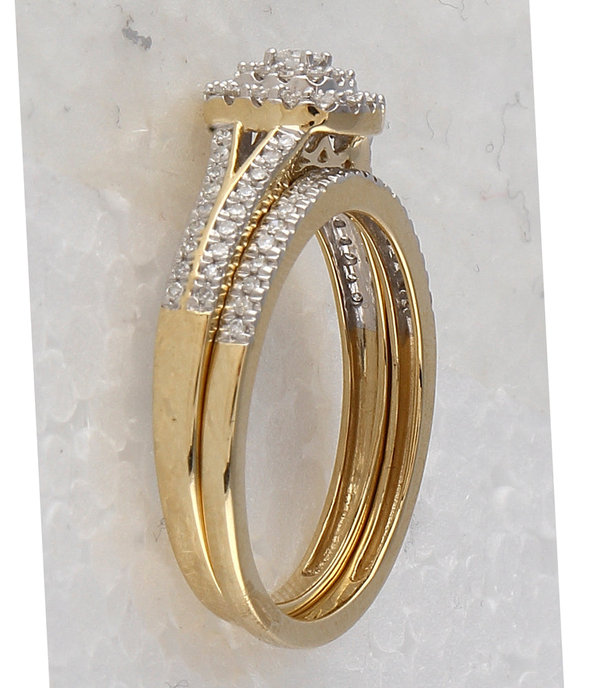 10kt Yellow Gold Womens Round Diamond Bridal Wedding Engagement Ring Band Set 1/3 Cttw