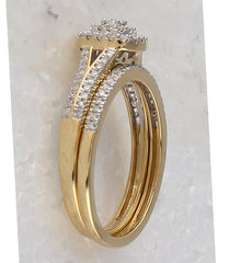10kt Yellow Gold Womens Round Diamond Bridal Wedding Engagement Ring Band Set 1/3 Cttw