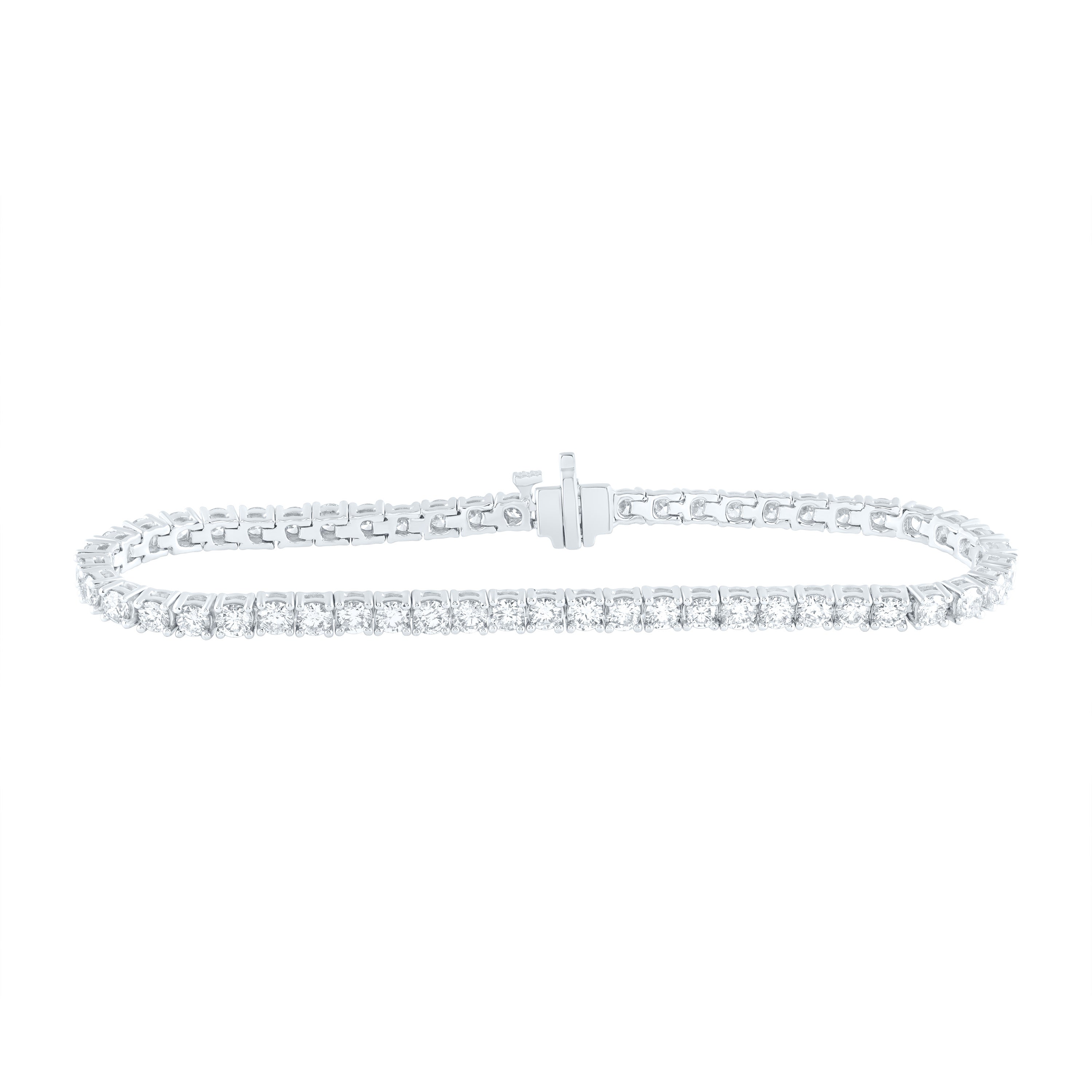 14kt White Gold Womens Round Diamond Statement Tennis Bracelet 5.00 Cttw