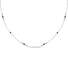 14kt White Gold Womens Round Black Color Enhanced Diamond Fashion Necklace 1/5 Cttw