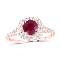 3/8CTW-DIA CN 6.00MM RUBY BRIDAL NATURAL GEM  RING