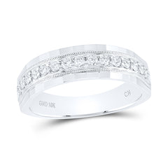10kt White Gold Mens Round Diamond Wedding Machine Set Band Ring 1/2 Cttw