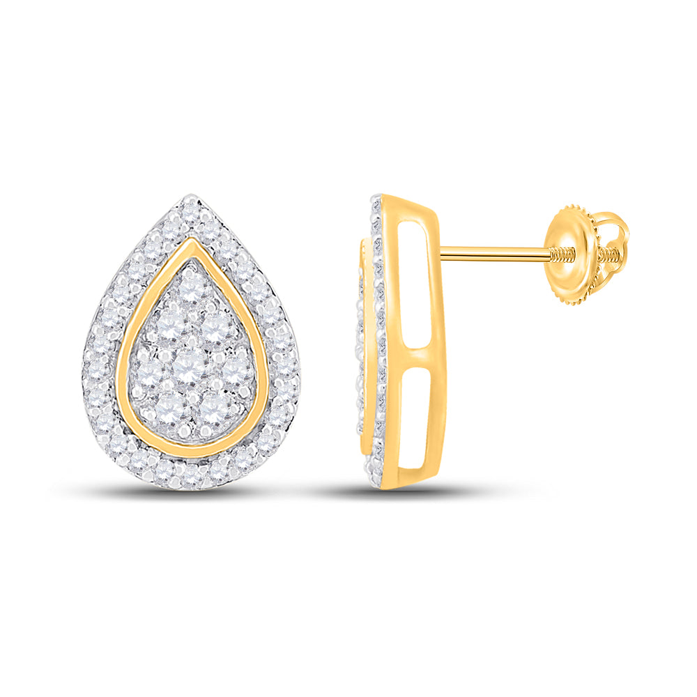 10K Yellow Gold 1/3 CTW-Natural Diamond Gift Pear Earring 1.29 Gram