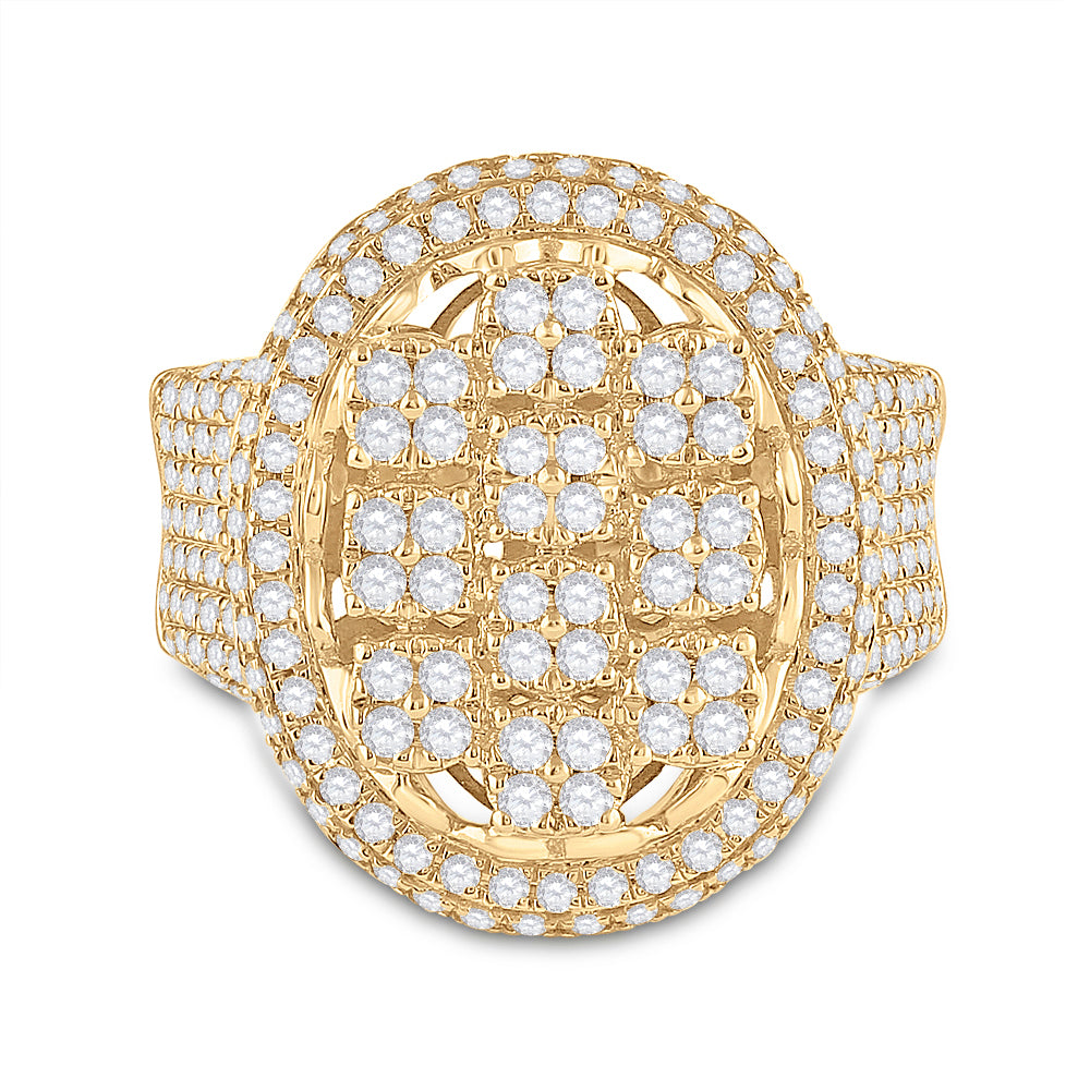 10kt Yellow Gold Mens Round Diamond Statement Band Ring 2-3/4 Cttw