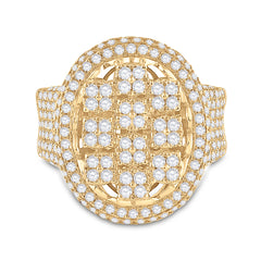 10kt Yellow Gold Mens Round Diamond Statement Band Ring 2-3/4 Cttw