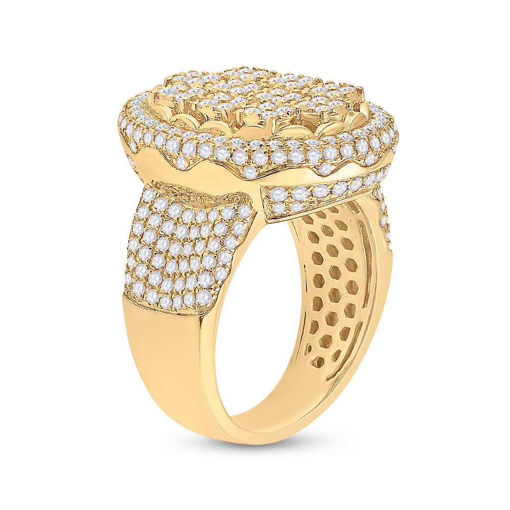 10kt Yellow Gold Mens Round Diamond Statement Band Ring 2-3/4 Cttw
