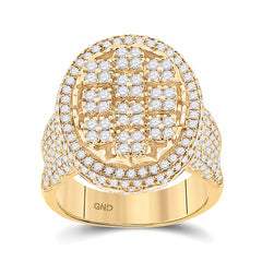 10kt Yellow Gold Mens Round Diamond Statement Band Ring 2-3/4 Cttw