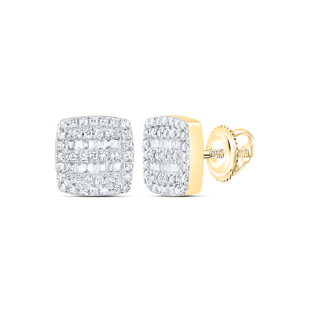 10K Yellow Gold 1/3 CTW-Natural Diamond Cushion Earring 2.39 Gram