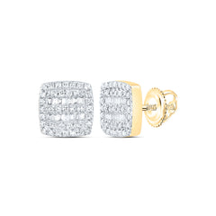 10K Yellow Gold 1/3 CTW-Natural Diamond Cushion Earring 2.39 Gram