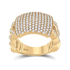 10kt Yellow Gold Mens Round Diamond Statement Fashion Ring 2.00 Cttw