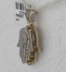 10K Yellow Gold Mens Baguette Diamond Hamsa Charm Pendant 1.00 CTW 4.06 Gram