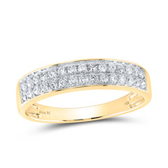 14kt Yellow Gold His Hers Round Diamond Cluster Matching Bridal Wedding Ring Band Set 1-3/4 Cttw