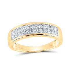 14kt Yellow Gold His Hers Round Diamond Cluster Matching Bridal Wedding Ring Band Set 1-7/8 Cttw