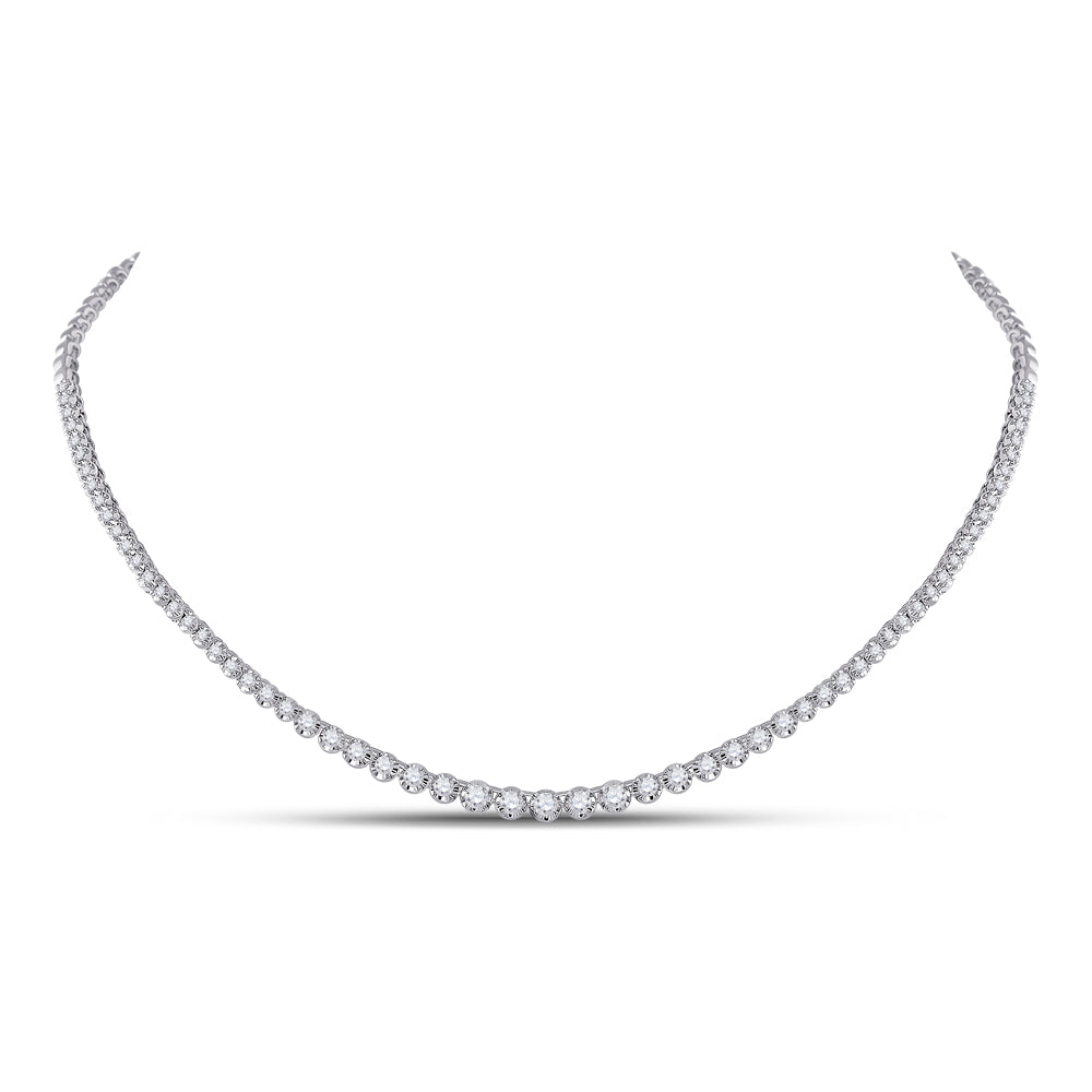 14kt White Gold Womens Round Diamond Graduated Tennis Necklace 2.00 Cttw