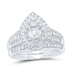 14kt White Gold Womens Round Diamond Bridal Wedding Engagement Ring Band Set 1.00 Cttw (Certified)