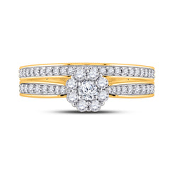 10K Yellow Gold Womens Round Natural Diamond Bridal Wedding Engagement Ring Band Set 1/2 CTW 3.26 Gram