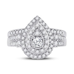10kt White Gold Womens Round Diamond Bridal Wedding Engagement Ring Band Set 1.00 Cttw (Certified)