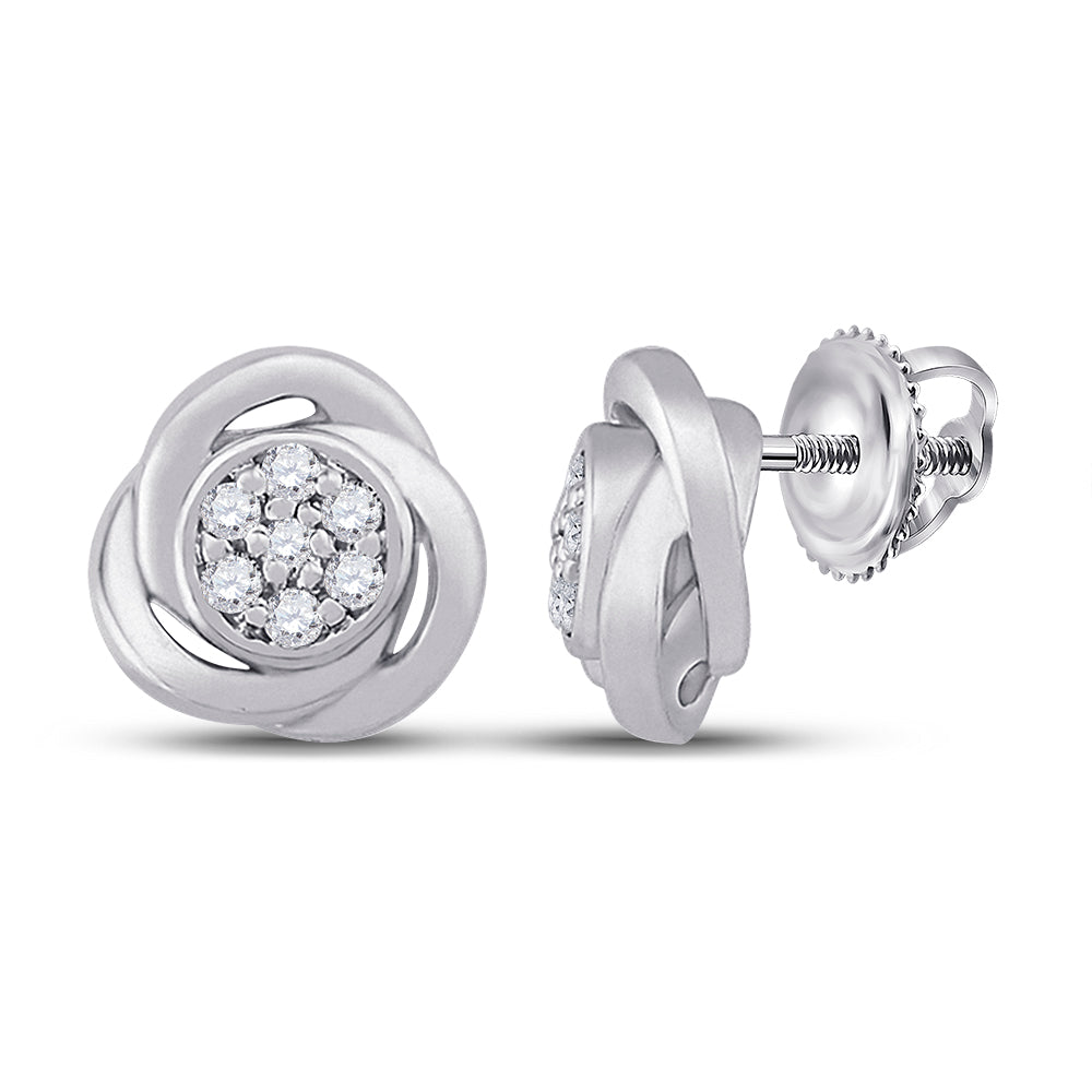 10K White Gold 1/10 CTW-Natural Diamond Flower Earring 1.83 Gram