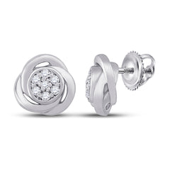 10K White Gold 1/10 CTW-Natural Diamond Flower Earring 1.83 Gram