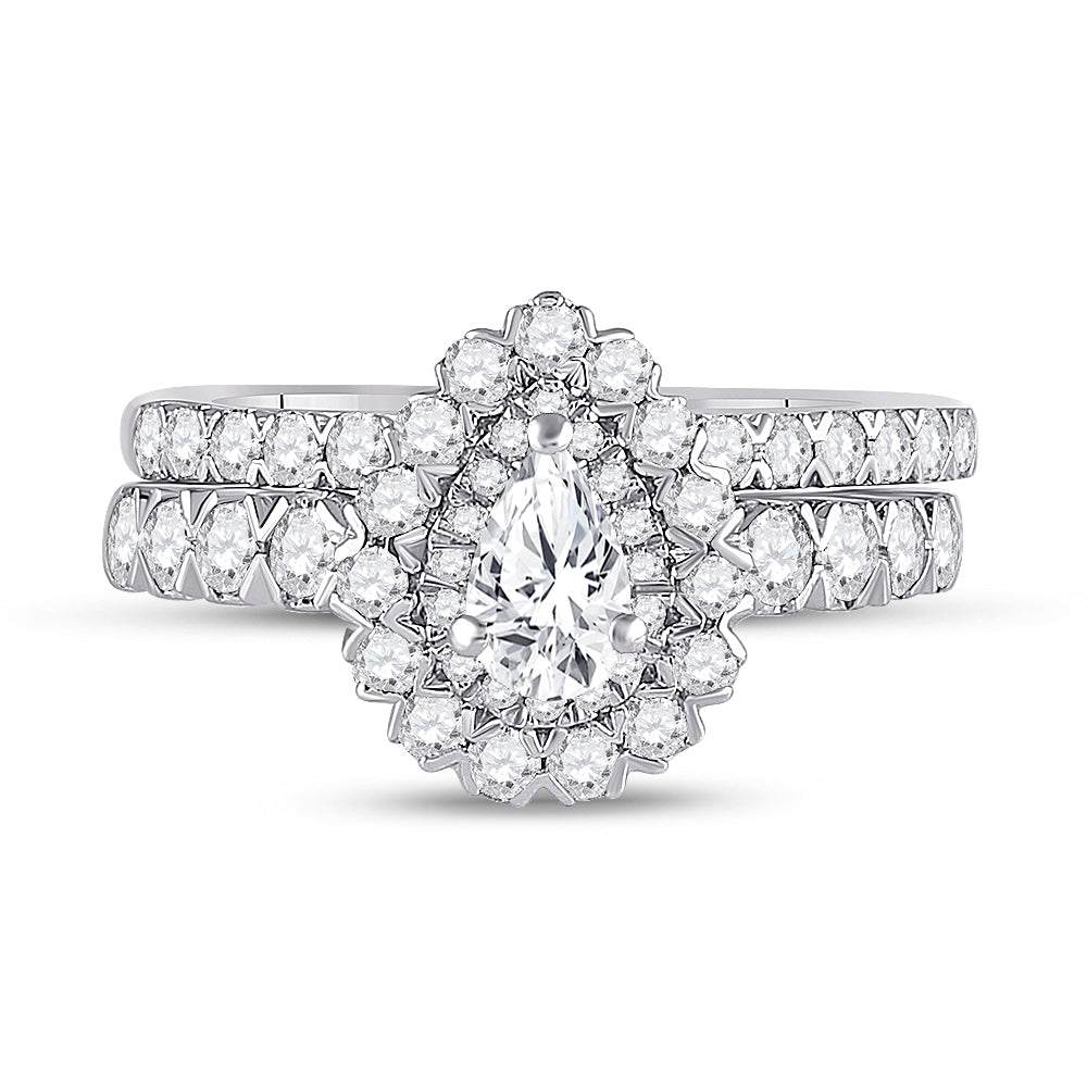 1 1/2CTW-DIA ANA M 3/8CT-CPEAR BRIDAL SETS SINGLE HALO