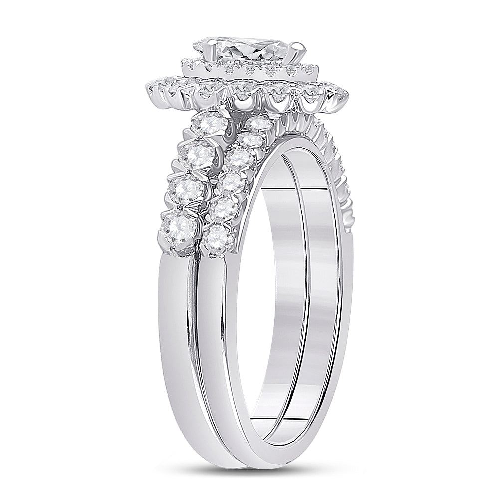 1 1/2CTW-DIA ANA M 3/8CT-CPEAR BRIDAL SETS SINGLE HALO