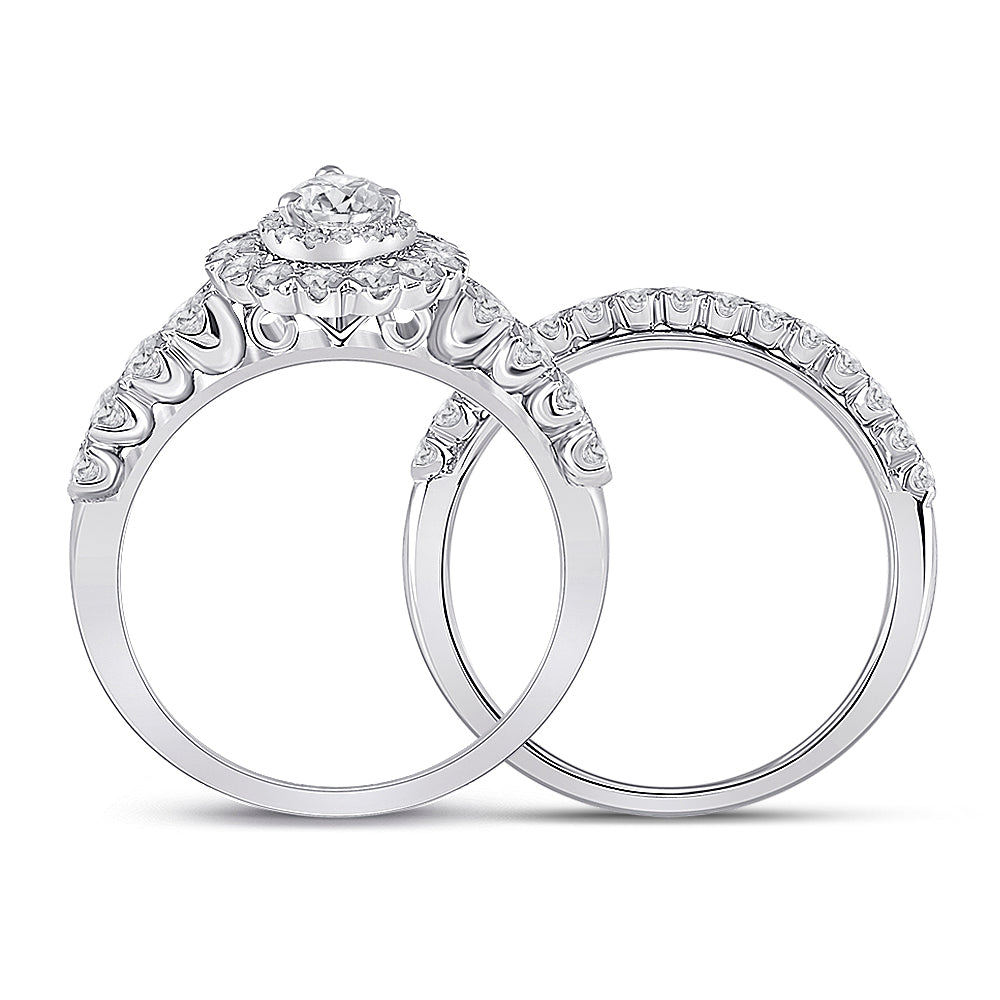 1 1/2CTW-DIA ANA M 3/8CT-CPEAR BRIDAL SETS SINGLE HALO