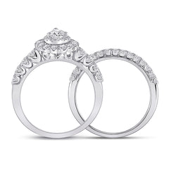 1 1/2CTW-DIA ANA M 3/8CT-CPEAR BRIDAL SETS SINGLE HALO