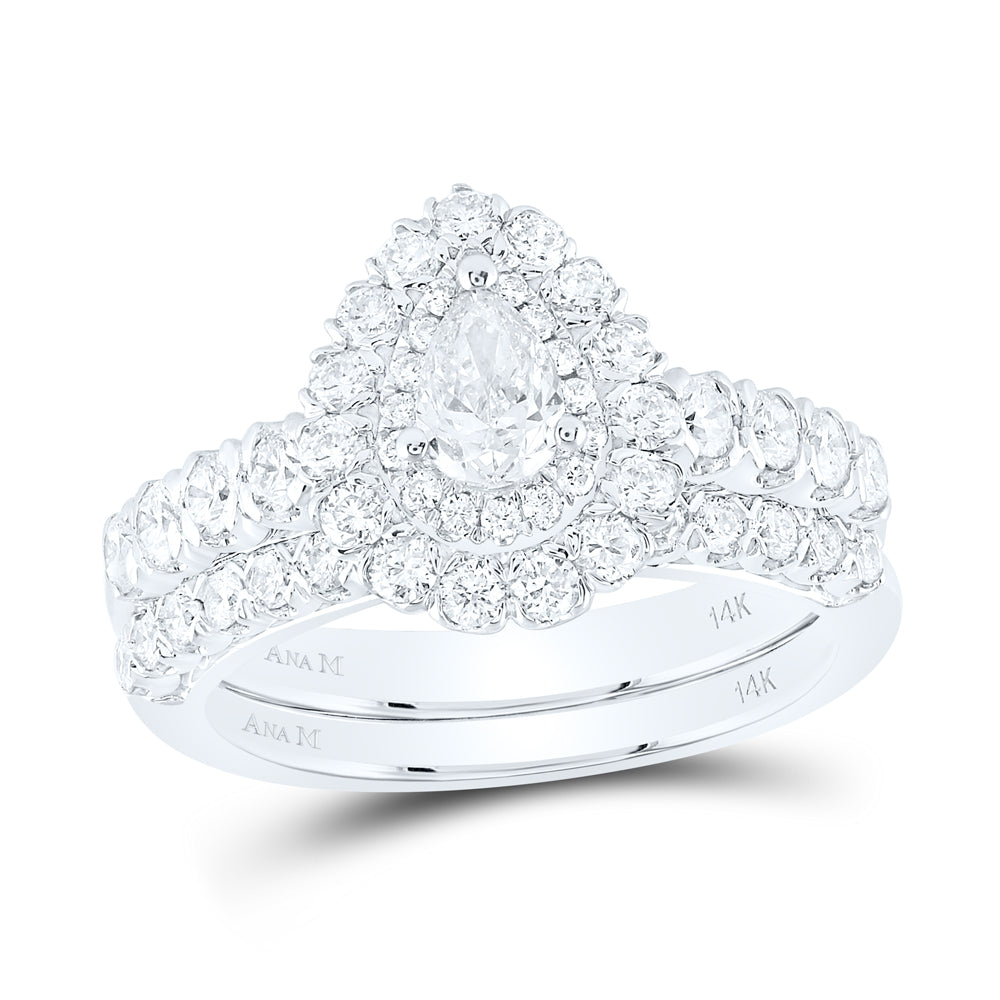 1 1/2CTW-DIA ANA M 3/8CT-CPEAR BRIDAL SETS SINGLE HALO