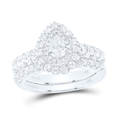 1 1/2CTW-DIA ANA M 3/8CT-CPEAR BRIDAL SETS SINGLE HALO