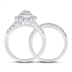 1 7/8CTW-DIA ANA M 1/2CT-CPEAR BRIDAL SETS DOUBLE HALO