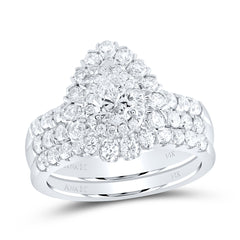 1 7/8CTW-DIA ANA M 1/2CT-CPEAR BRIDAL SETS DOUBLE HALO