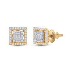 14K Yellow Gold 3/8 CTW-Natural Diamond Diana Fashion Square Earring 1.69 Gram