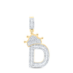 3/4CT-DIA P1P2 CROWN INITIAL "D" MENS PENDANT