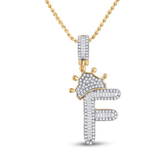 5/8CT-DIA P1P2 CROWN INITIAL "F" MENS PENDANT