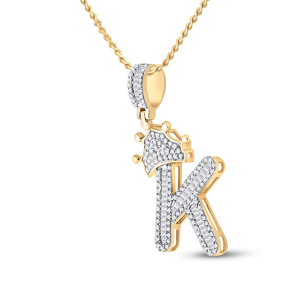 5/8CT-DIA P1P2 CROWN INITIAL "K" MENS PENDANT